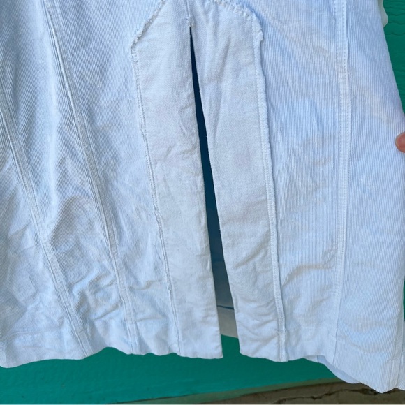 VINTAGE ILLIA BLUE CORDUROY LACE UP SNAP FRONT FRAYED LONG MIDI JACKET SZ SMALL - Picture 6 of 8